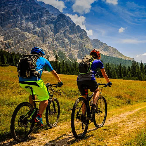 Cyclists enjoying a scenic mountain route