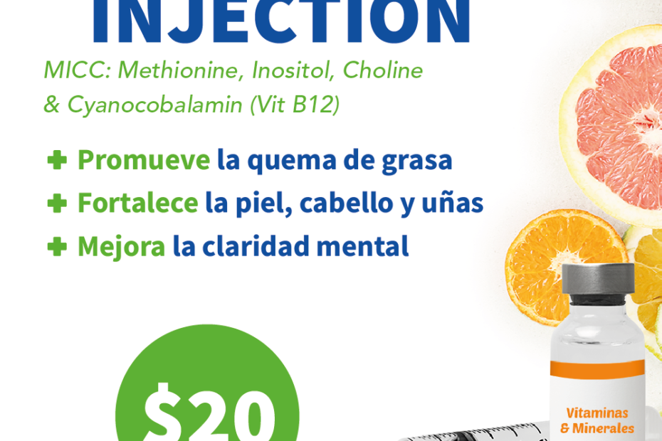 Skinny injection contiene una mezcla de vitaminas que promueve la quema de grasa