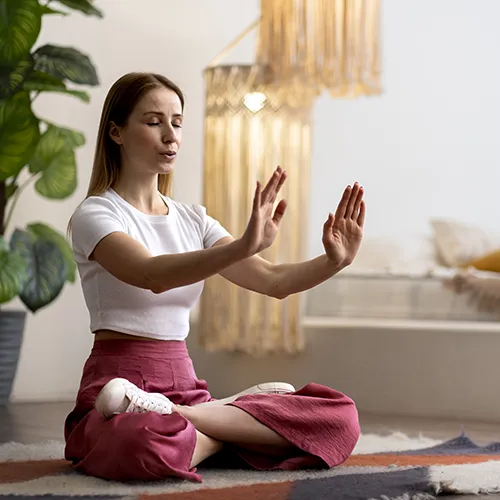Person meditating for mental clarity