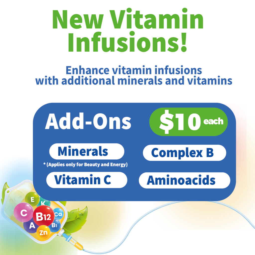 New vitamin infusions, designed to act in specific circumstances, recover quickly and stay in good health.