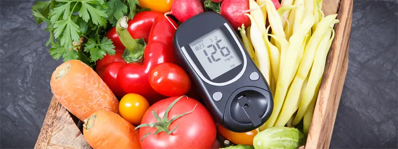 Healthy food and exercise for diabetes management.